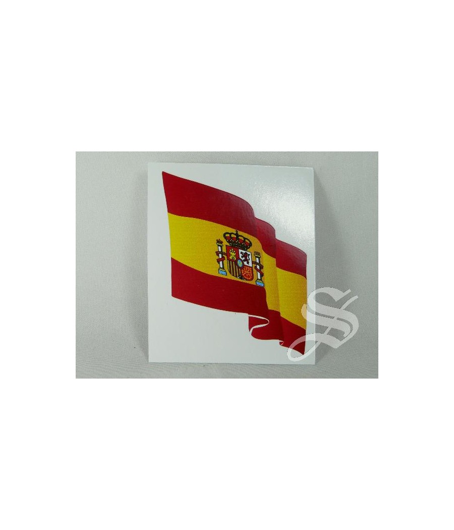 ADHESIVO 65 MM  BANDERA ONDEANTE ESPAÑA CON ESCUDO