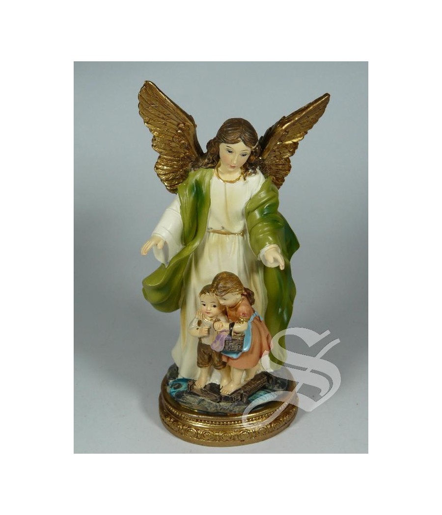 ANGEL CUSTODIO CON NIÑOS 14,5 CM. RESINA