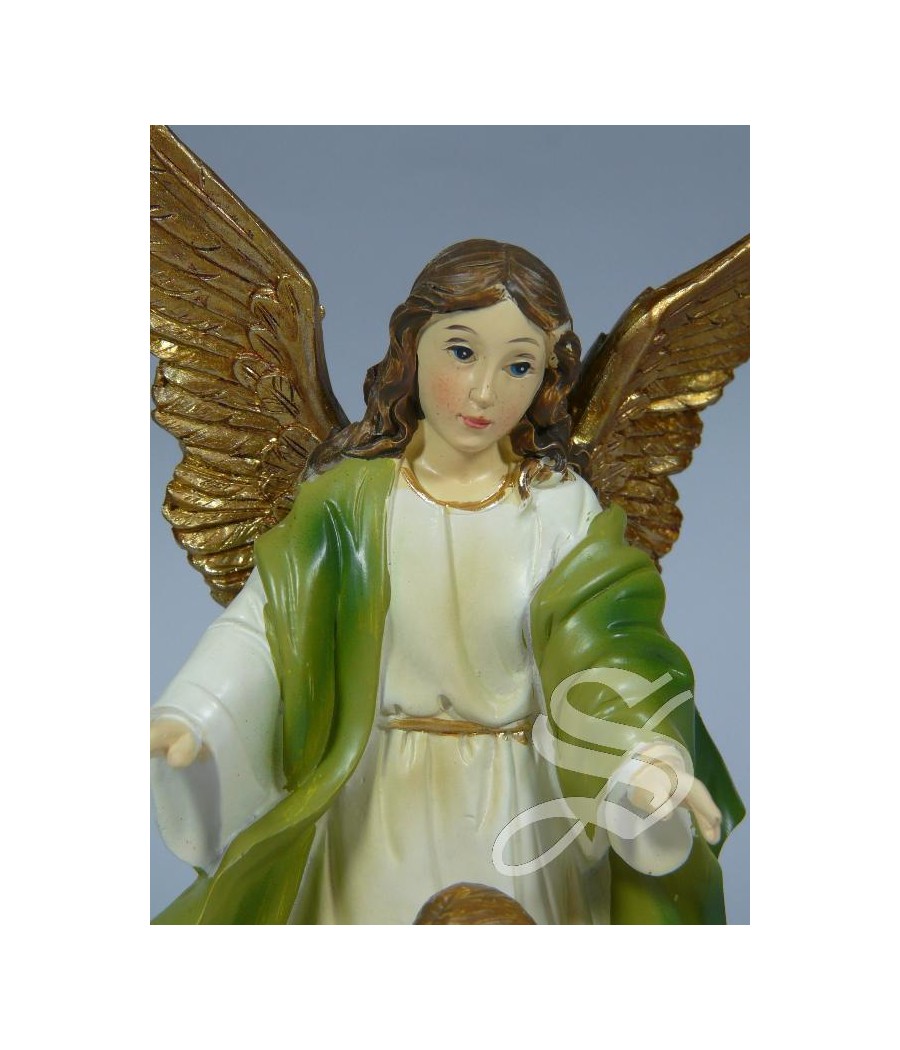 ANGEL CUSTODIO CON NIÑOS 14,5 CM. RESINA