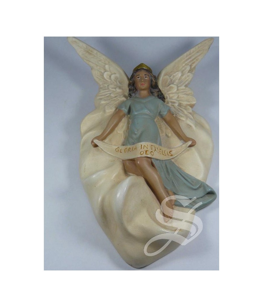 ANGEL GLORIA PARA NACIMIENTO 30 CM. PASTA DE MADERA DECORACION ANTIGUA