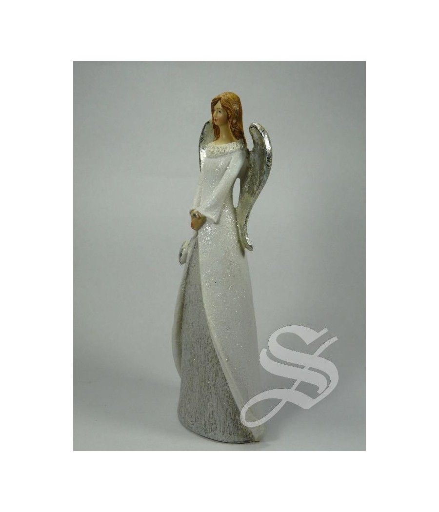 ANGEL RESINA BLANCO Y GRIS 20 CM