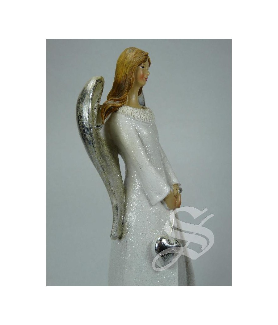 ANGEL RESINA BLANCO Y GRIS 20 CM