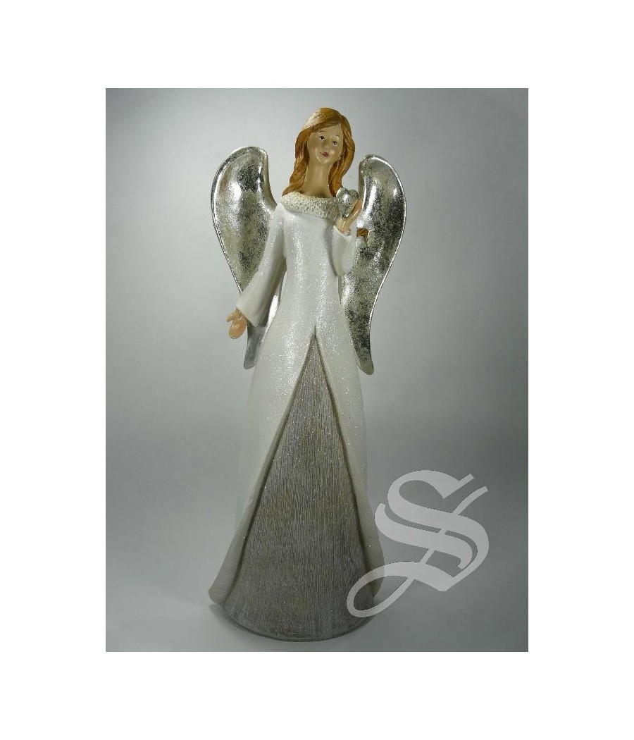 ANGEL RESINA BLANCO Y GRIS 36.5 CM