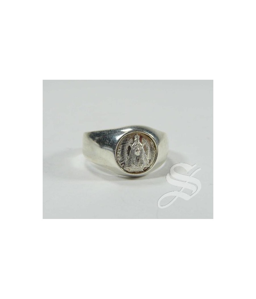 ANILLO PLATA VIRGEN DEL PRADO SELLO TALLA 10 - 16 MM