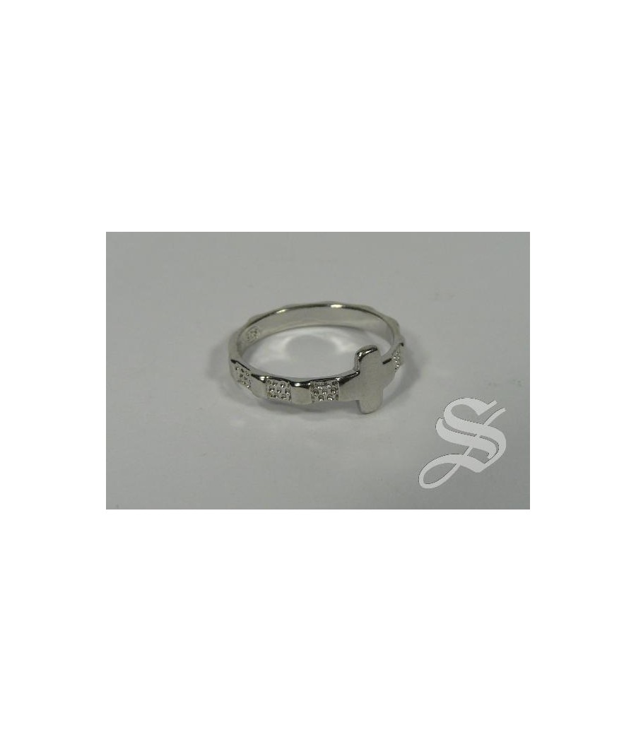 ANILLO ROSARIO PLATA TALLA 10 - 15,9 MM.