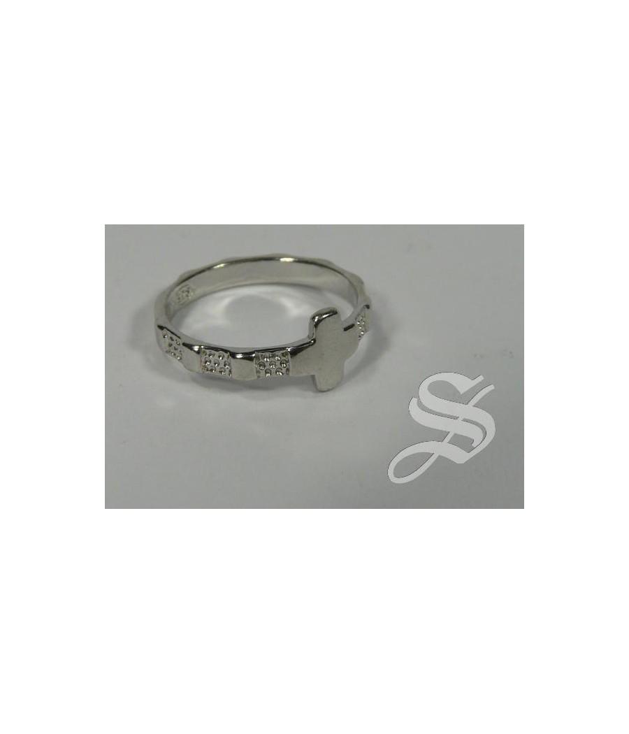 ANILLO ROSARIO PLATA TALLA 21 - 19,4 MM.