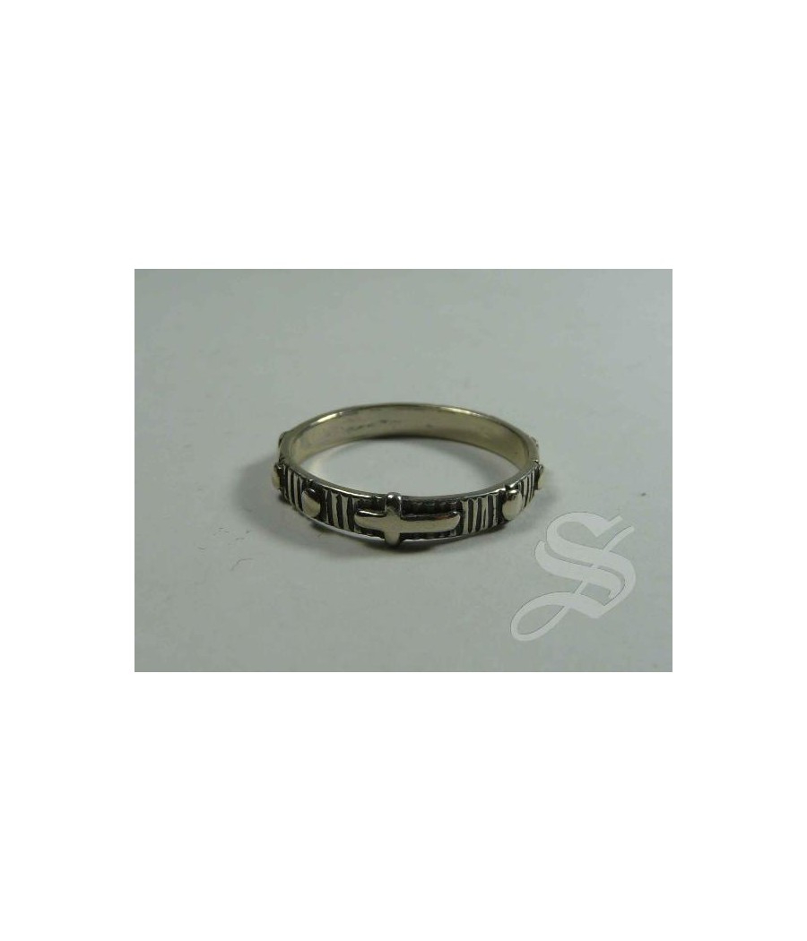 ANILLO ROSARIO PLATA TALLA 22 - 19,7 MM-