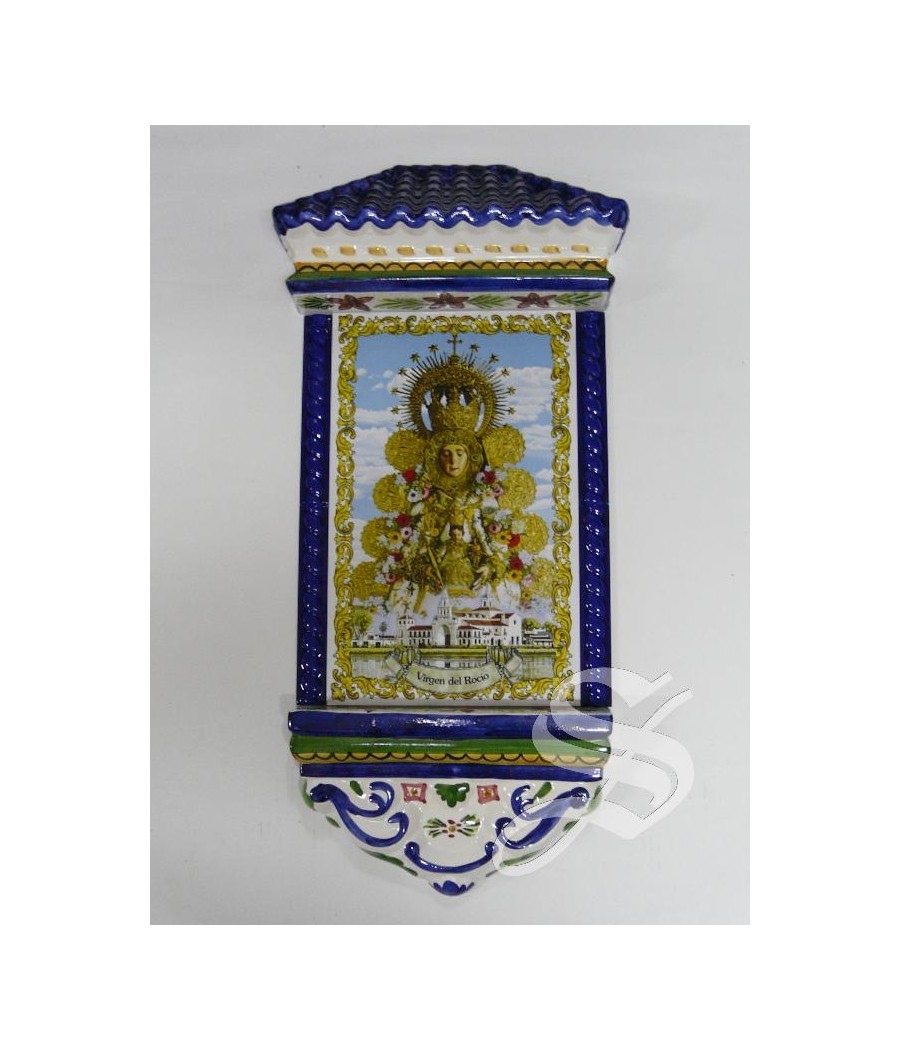 AZULEJO VIRGEN DEL ROCIO CON PUEBLO 25 * 40 PARA INTERIOR E INTEMPERIE