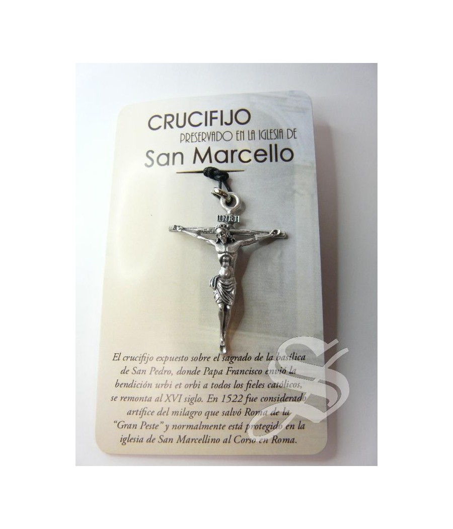 BLISTER CRUCIFIJO SAN MARCELO METAL  5 CM. CON CORDON