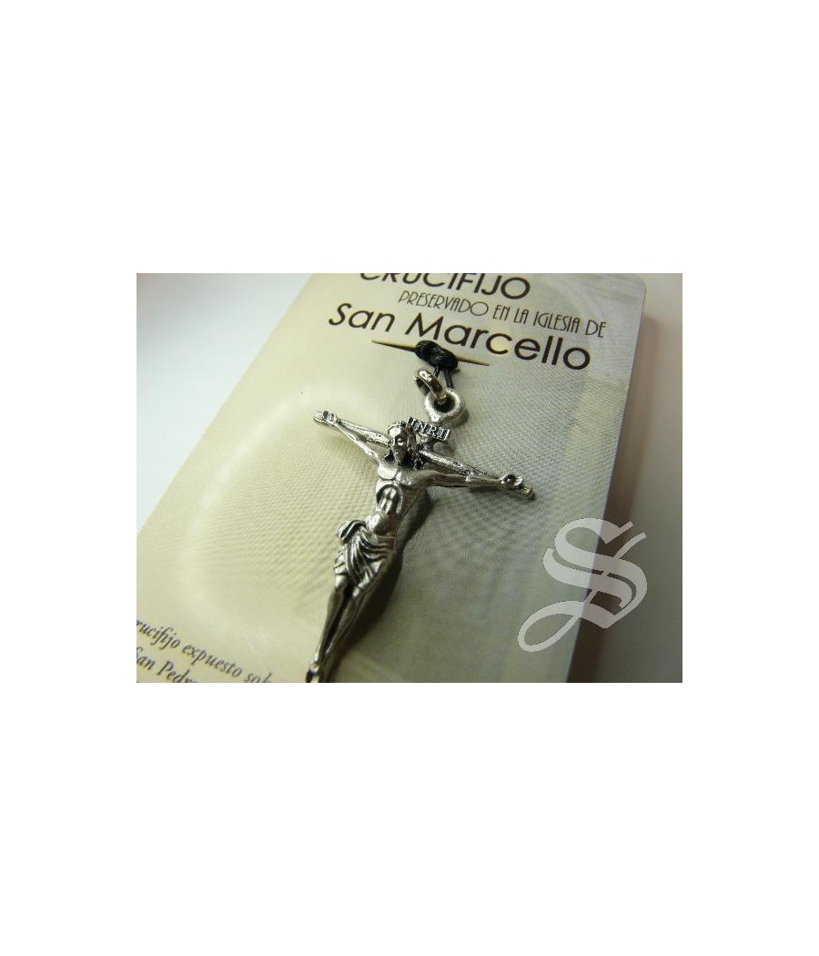 BLISTER CRUCIFIJO SAN MARCELO METAL  5 CM. CON CORDON