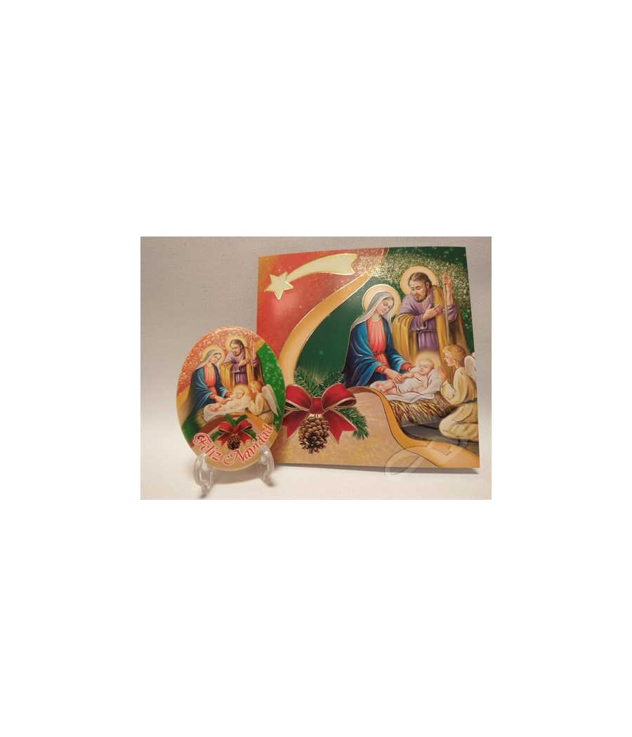 BLISTER IMAN OVAL 7 X 5 CON FELICITACION NAVIDAD MODELO ANGEL