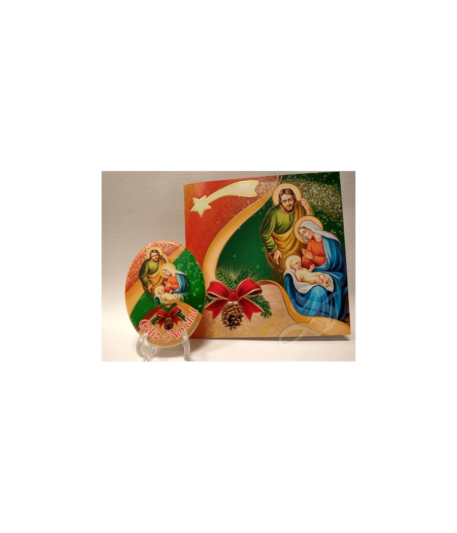 BLISTER IMAN OVAL 7 X 5 CON FELICITACION NAVIDAD MODELO NACIMIENTO