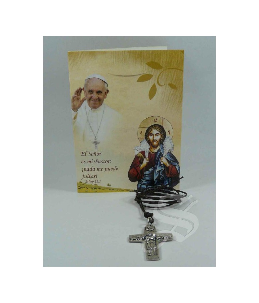 BLISTER PAPA FRANCISCO CRUZ BUEN PASTOR METAL 4CM.