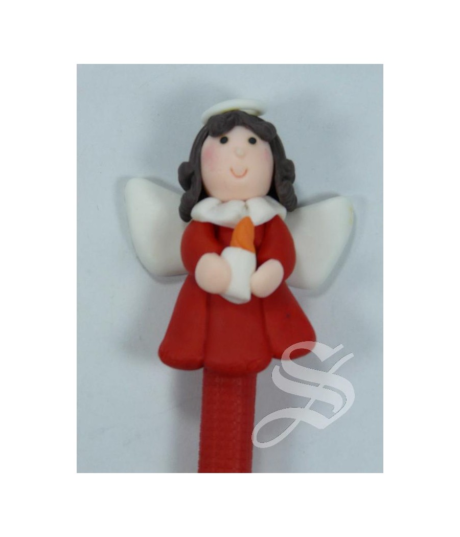 BOLIGRAFO COLORES CON ANGEL 4 CM. EN FIMO