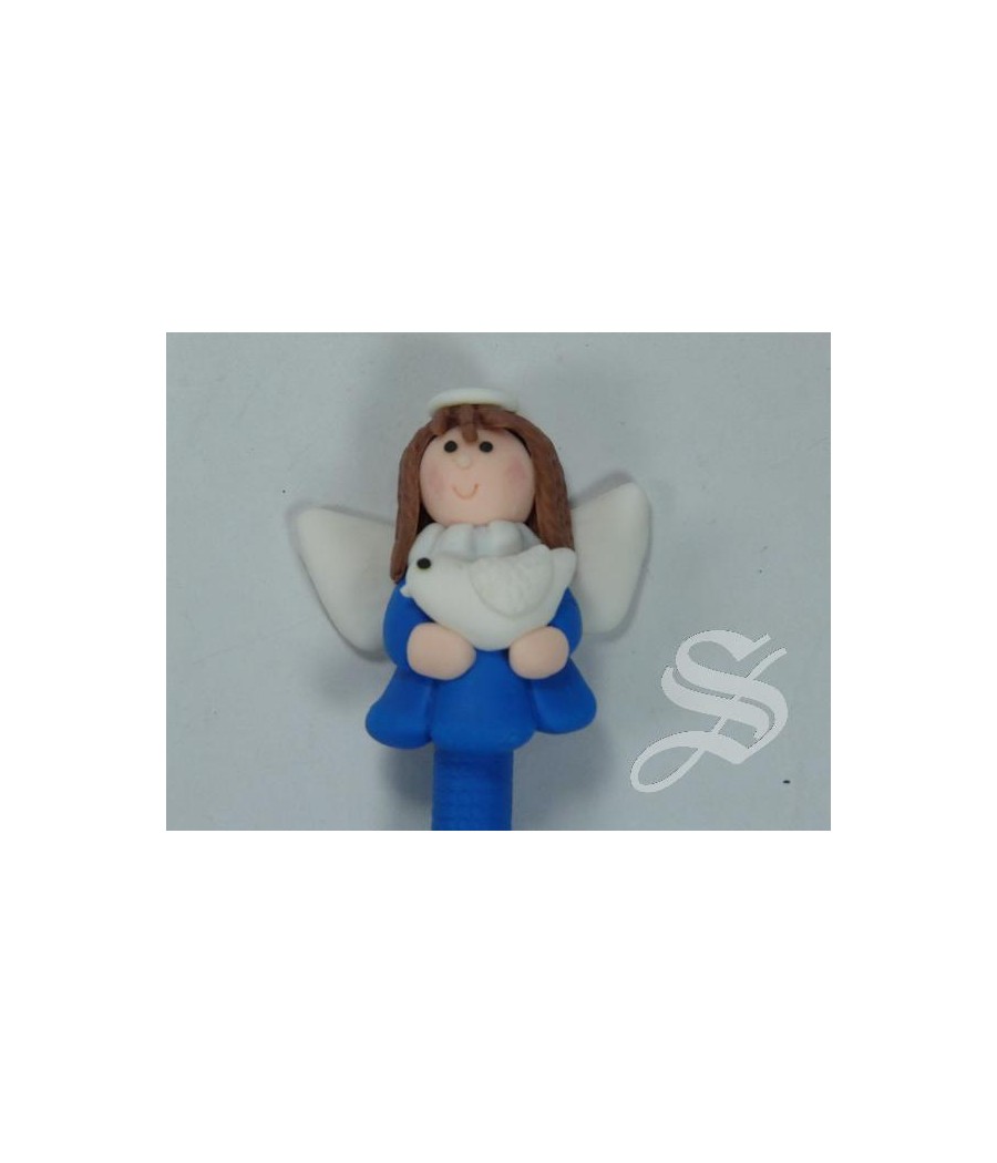 BOLIGRAFO COLORES CON ANGEL 4 CM. EN FIMO