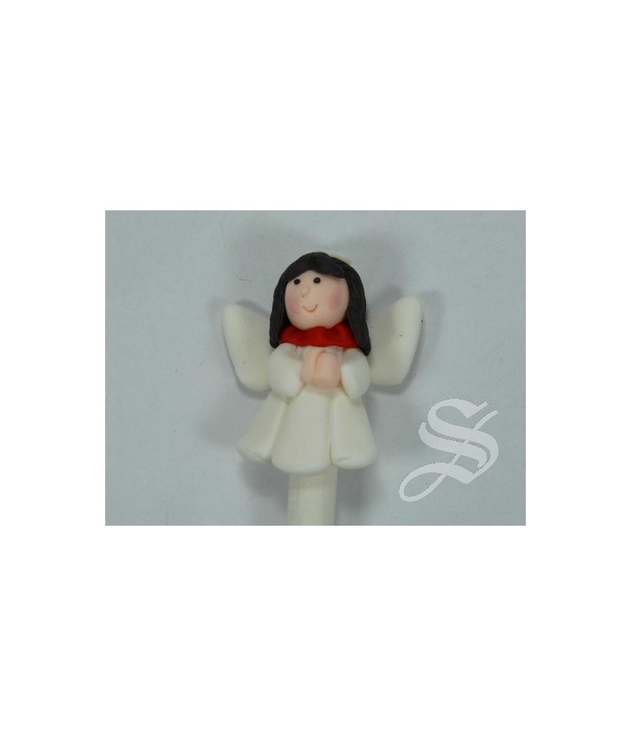 BOLIGRAFO COLORES CON ANGEL 4 CM. EN FIMO