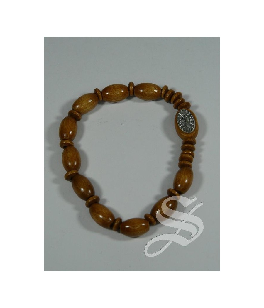 BRAZALETE ELASTICO MADERA OVAL MILAGROSA