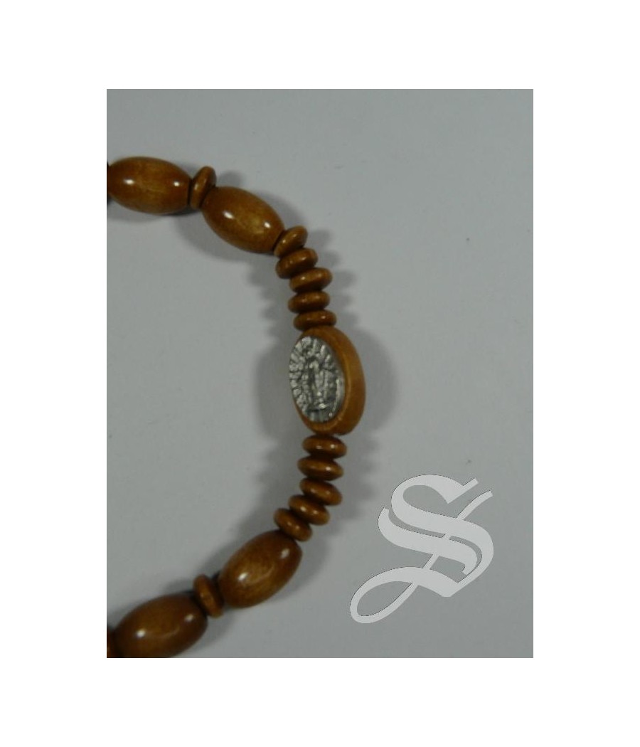 BRAZALETE ELASTICO MADERA OVAL MILAGROSA