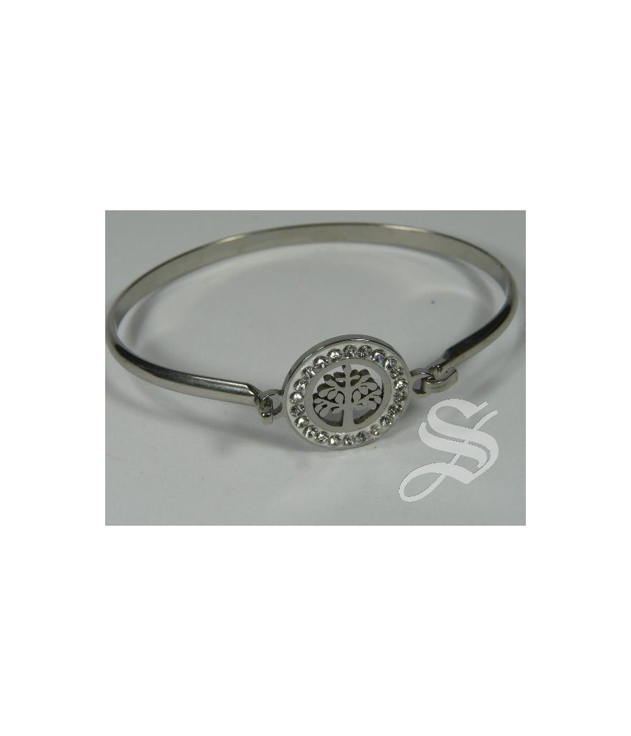 BRAZALETE METAL MEDALLITAS Y STRASS ARBOL DE LA VIDA