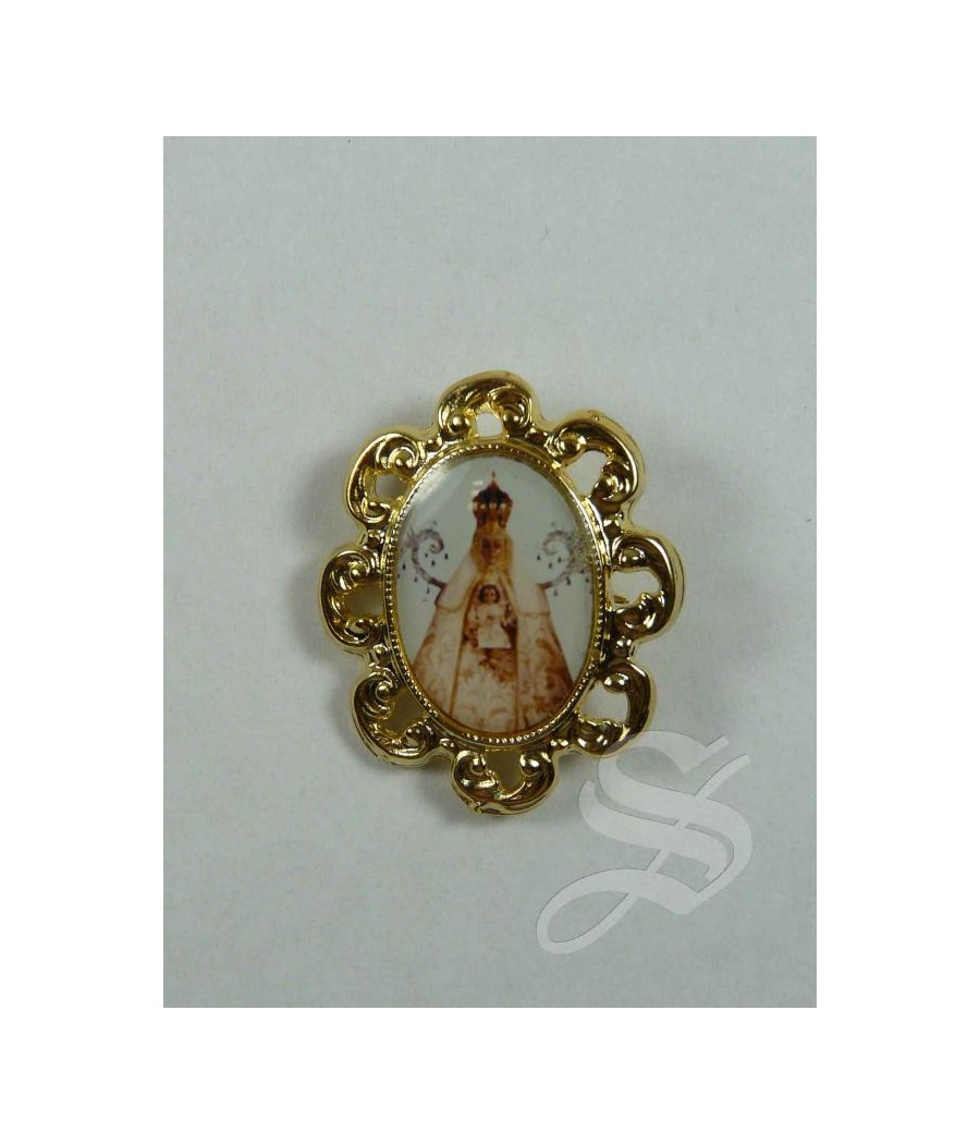 BROCHE VIRGEN DEL PRADO PUNTILLA DORADO FOTO