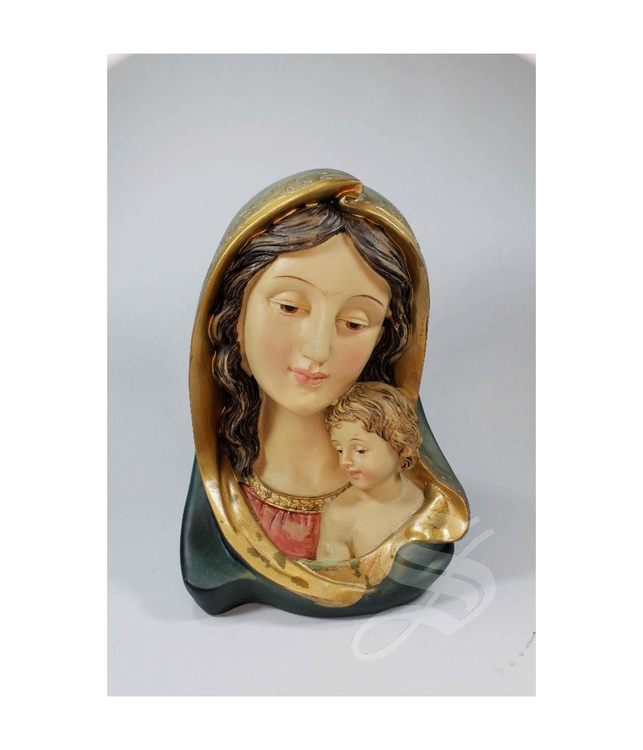 BUSTO VIRGEN CON NIÑO 15CM.