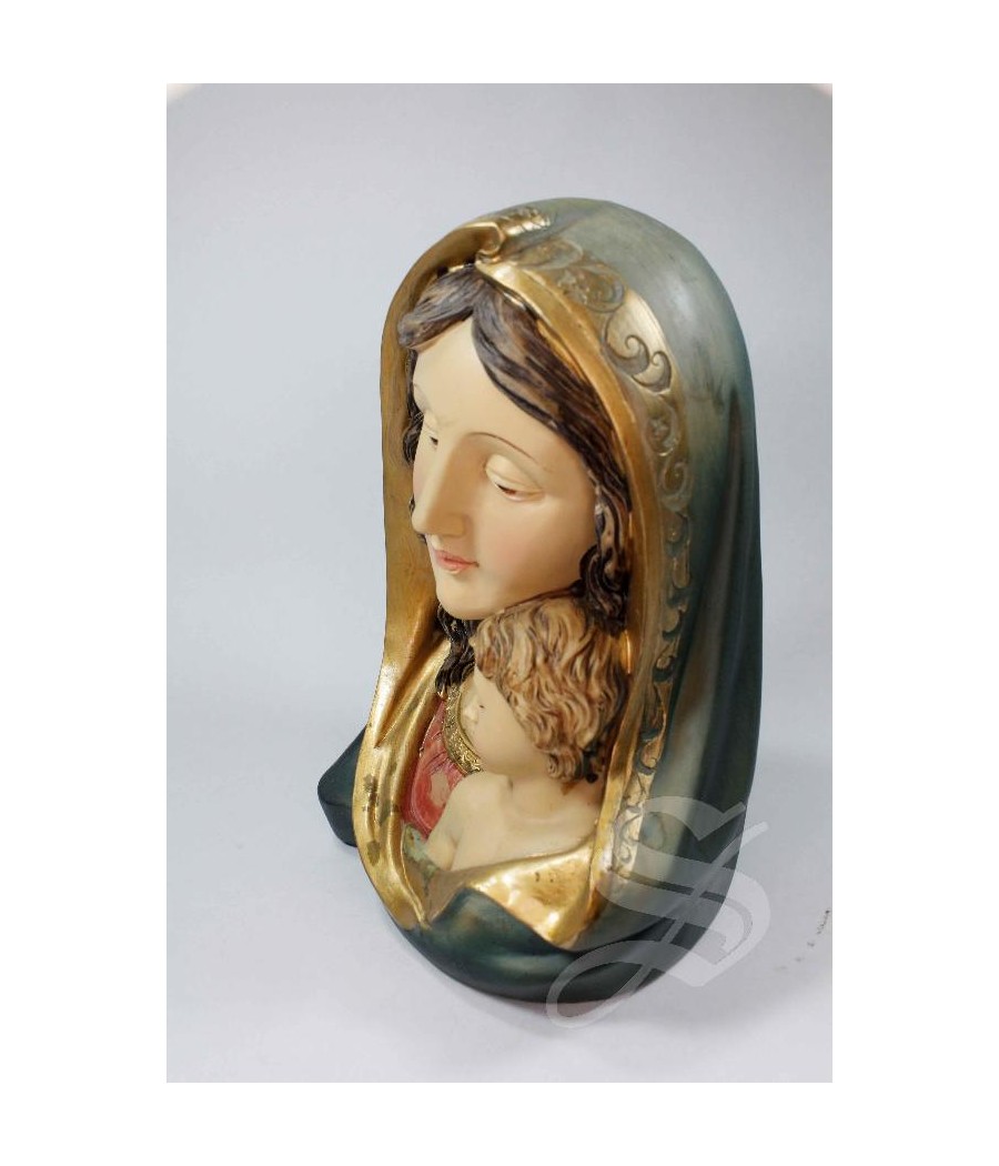 BUSTO VIRGEN CON NIÑO 15CM.