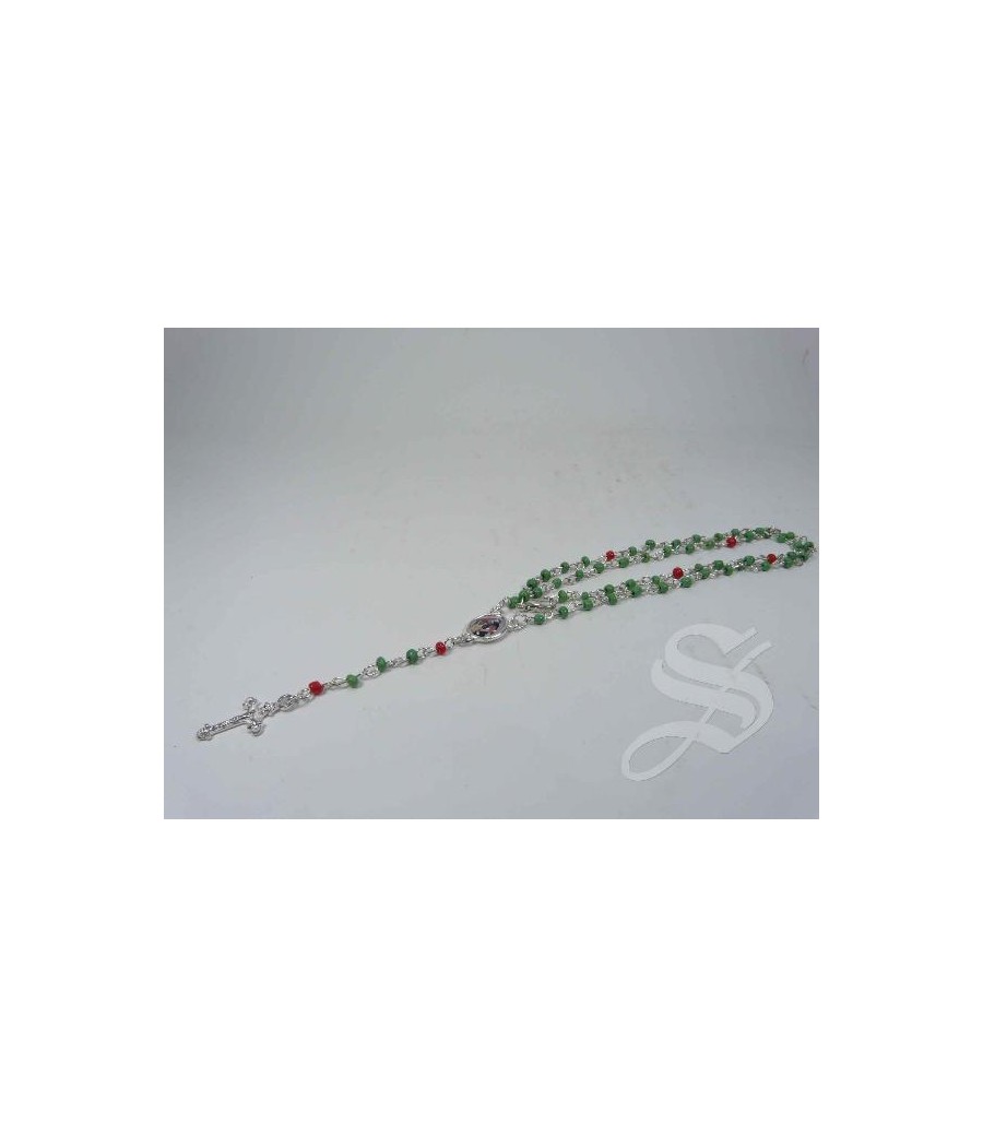 BOTELLITA CRISTAL CON  ROSARIO DE COLORES