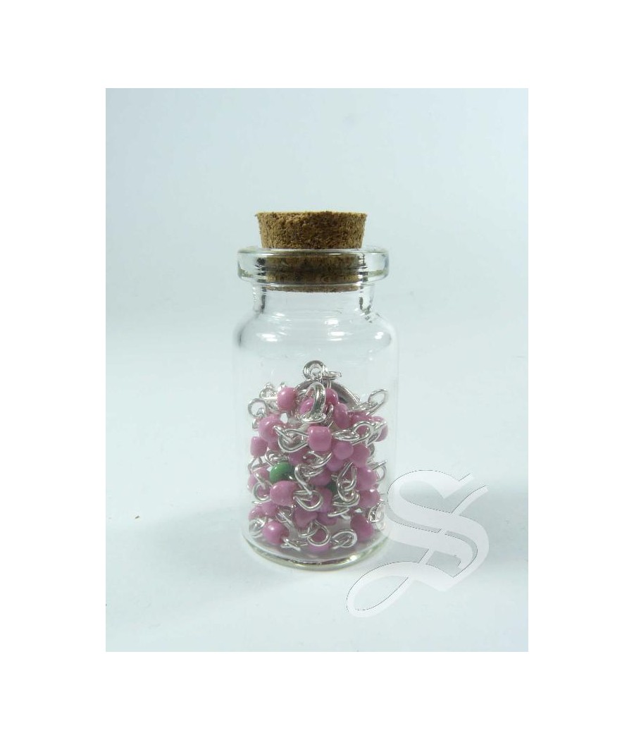 BOTELLITA CRISTAL CON  ROSARIO DE COLORES