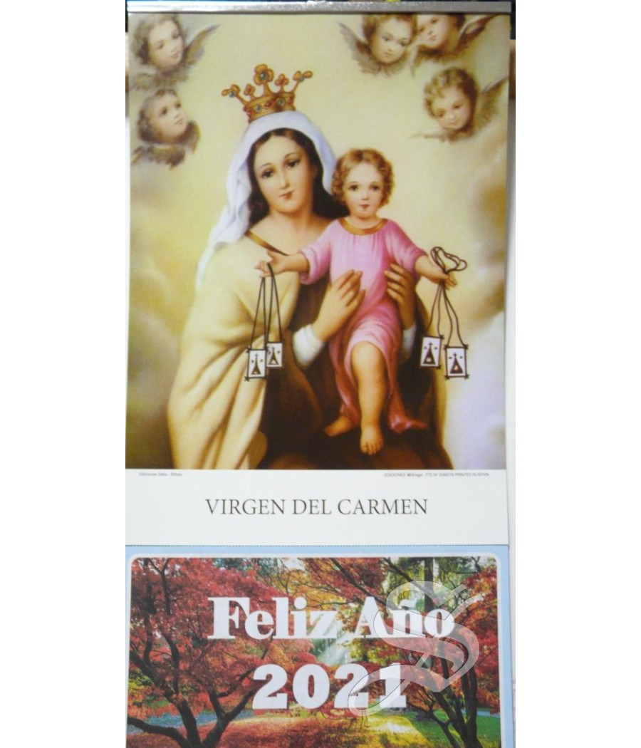 CALENDARIO PARED VIRGEN DEL CARMEN ALMANAQUE CON FALDILLA 2022