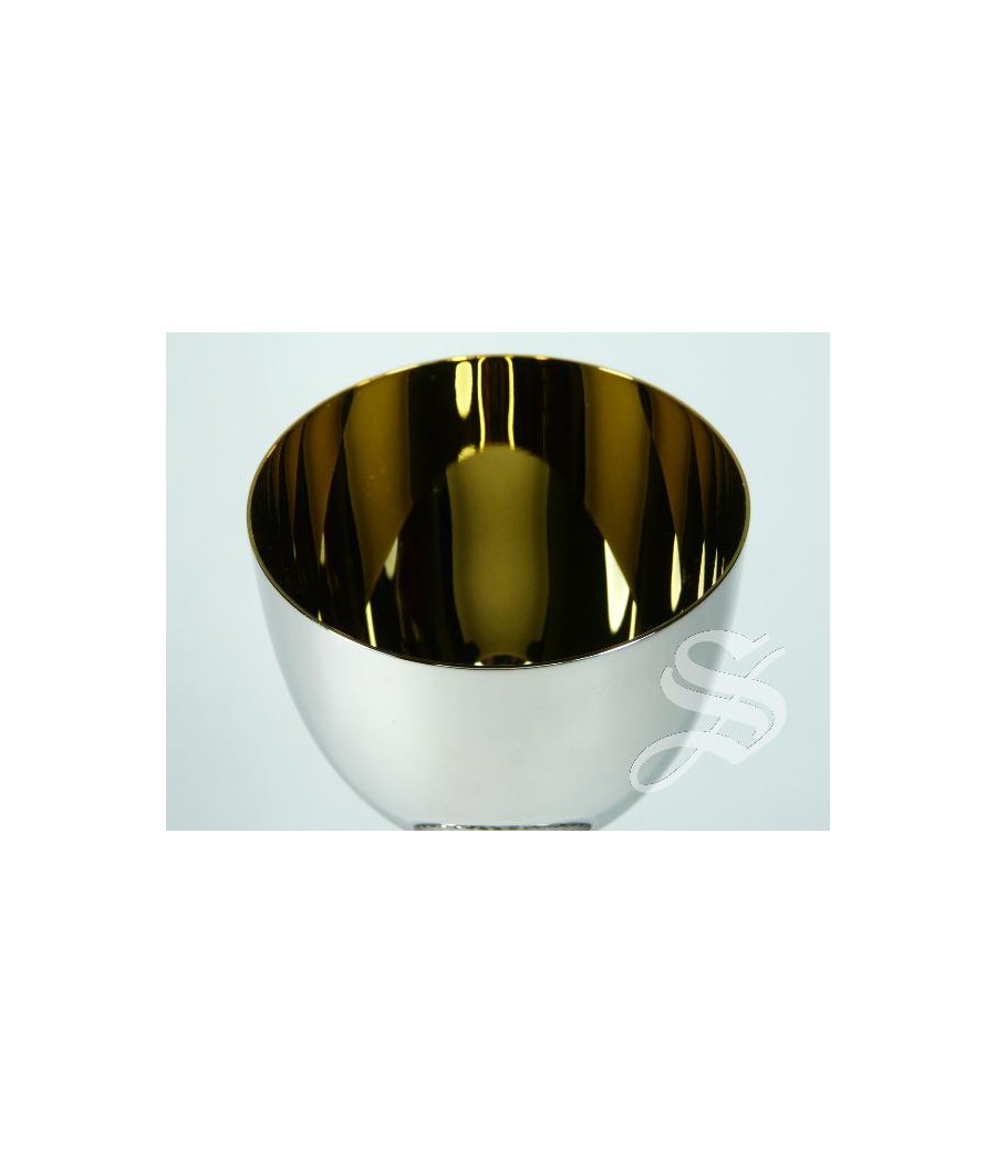 CALIZ NIQUELADO COPA INTERIOR DORADA Ø 8 X 15,5 CM. DE ALTO