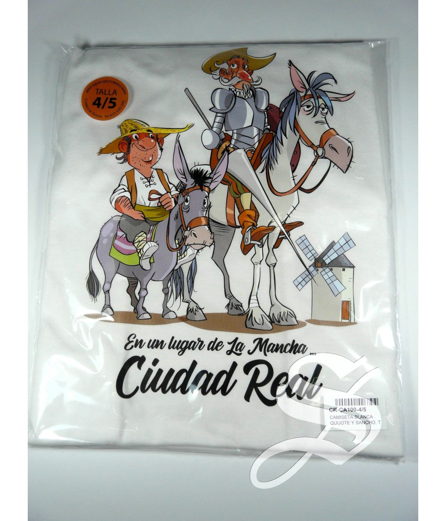 CAMISETA BLANCA QUIJOTE Y SANCHO. T 4/5