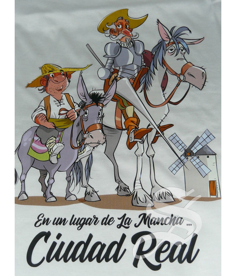 CAMISETA BLANCA QUIJOTE Y SANCHO. T1