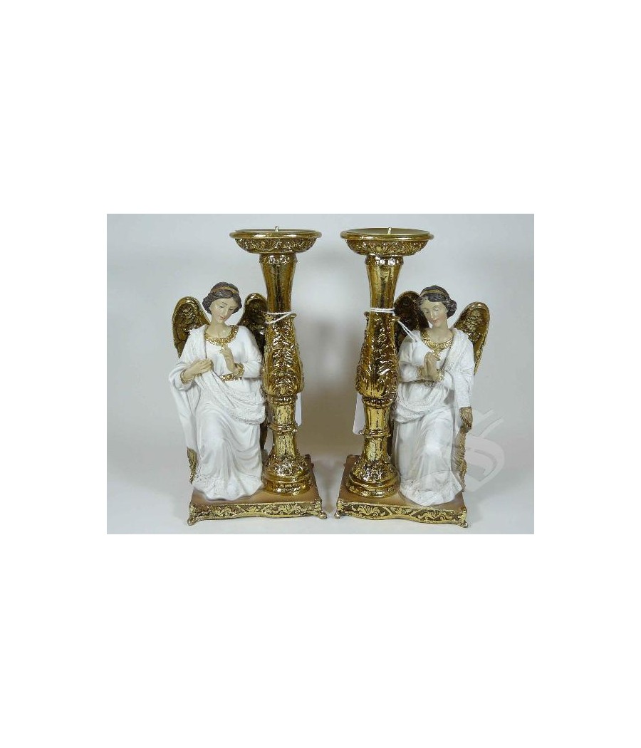 CANDELABRO ANGEL DE RODILLAS BLANCO 20CM. PRECIO POR UNIDAD