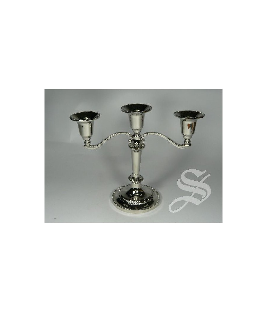 CANDELABROS PLATEADOS 3 BRAZOS 14 CM.