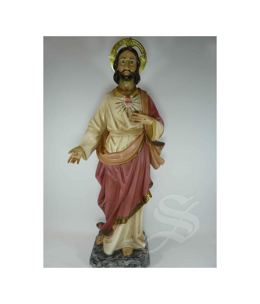 CORAZON JESUS 50CMS. ANTIGUO PASTA DE MADERA