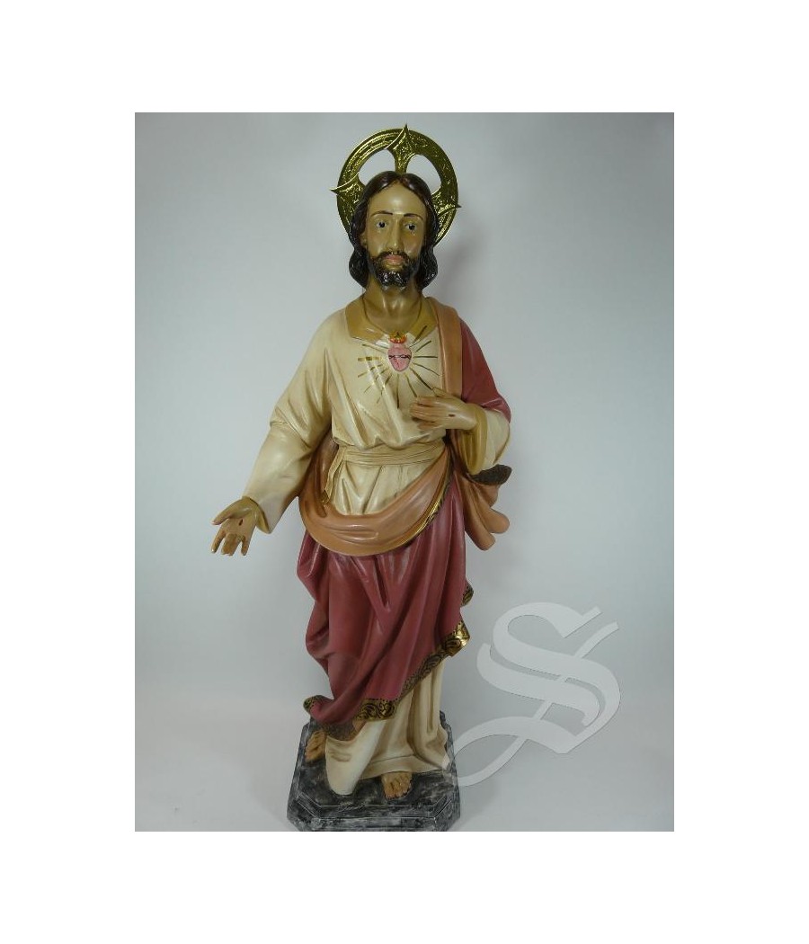 CORAZON JESUS 50CMS. ANTIGUO PASTA DE MADERA