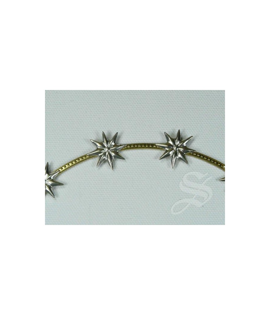 CORONA VIRGEN ARO CON ESTRELLAS 14CM CON PLATINA