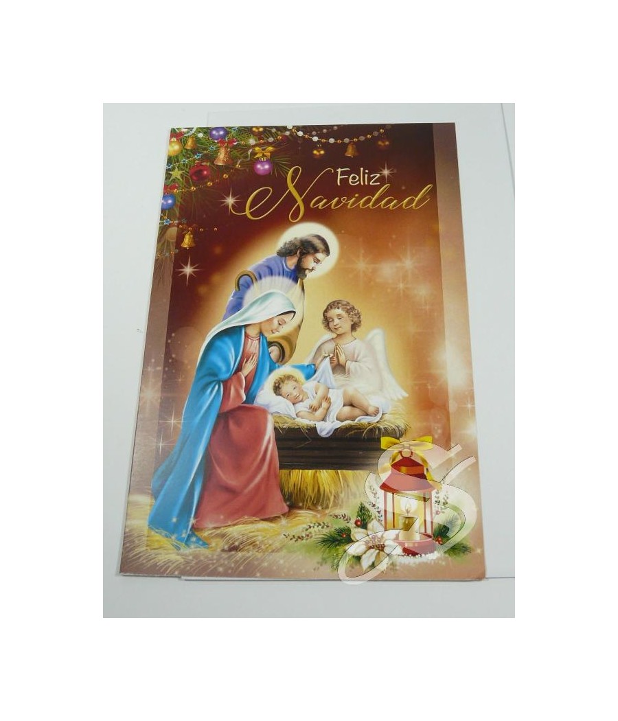 CRISMA NAVIDAD RELIGIOSO 12 X 16,5 DOBLE CON SOBRE DETALLES DORADOS