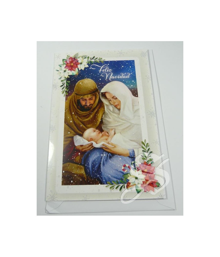 CRISMA NAVIDAD RELIGIOSO 12 X 16,5 DOBLE CON SOBRE DETALLES DORADOS