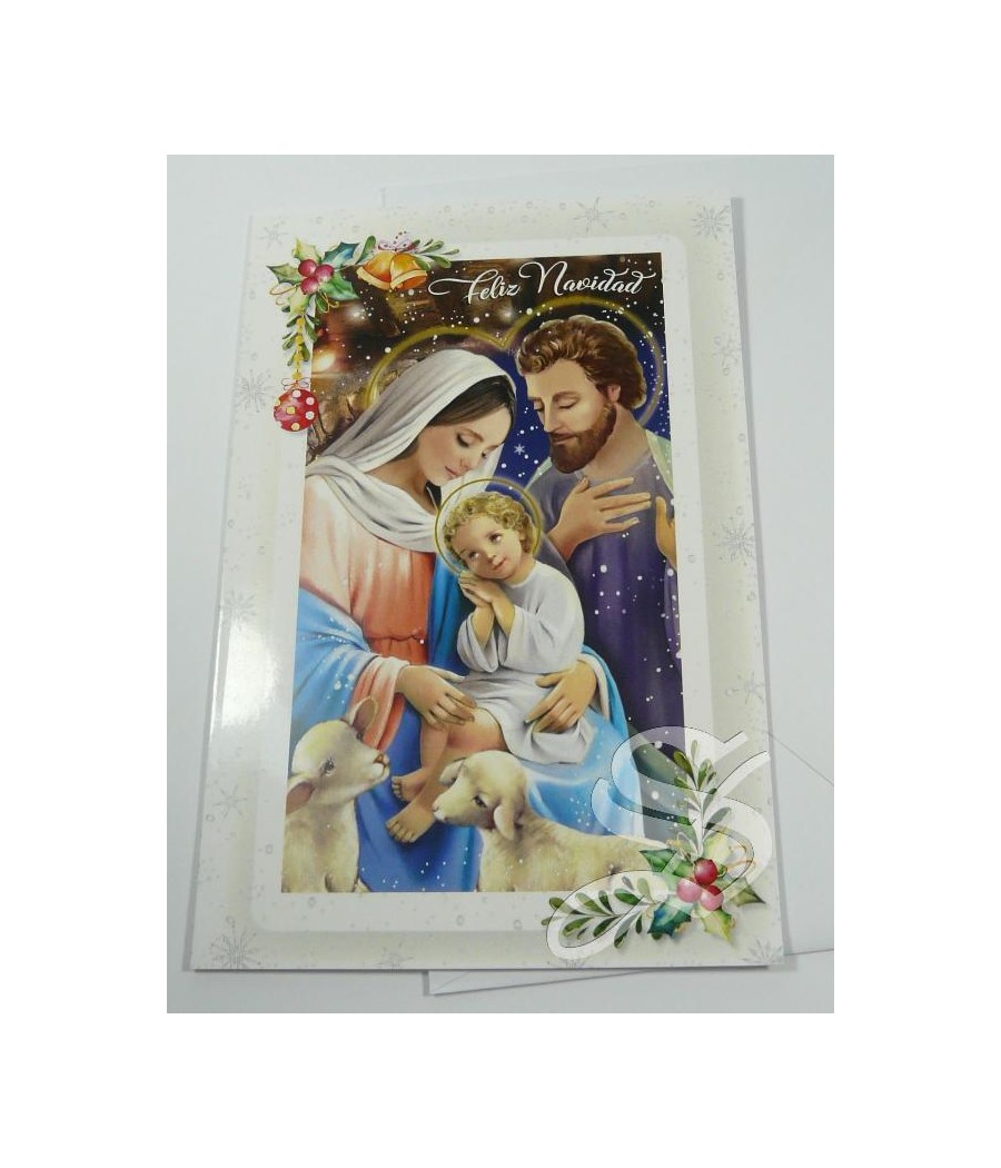 CRISMA NAVIDAD RELIGIOSO 12 X 16,5 DOBLE CON SOBRE DETALLES DORADOS