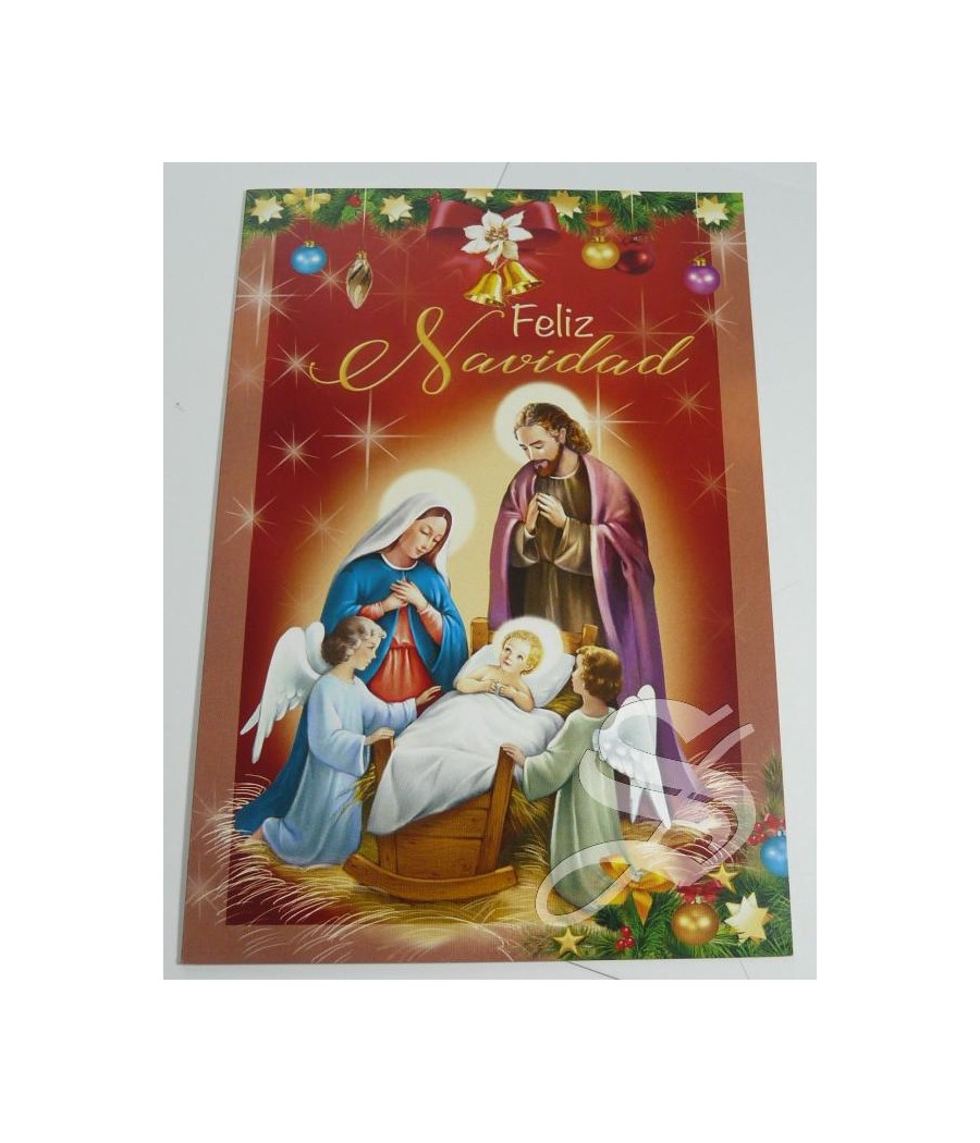 CRISMA NAVIDAD RELIGIOSO 12 X 16,5 DOBLE CON SOBRE DETALLES DORADOS