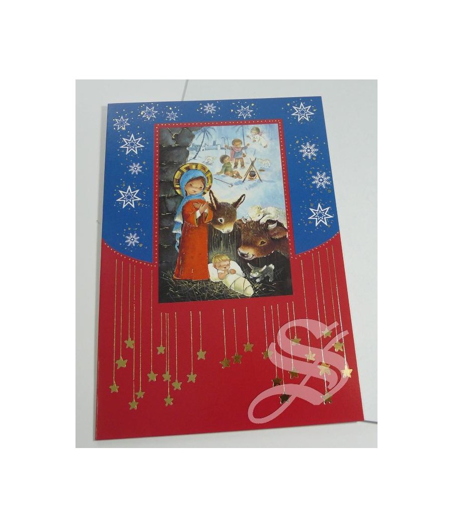 CRISMA NAVIDAD RELIGIOSO 12 X 16,5 DOBLE CON SOBRE DETALLES DORADOS