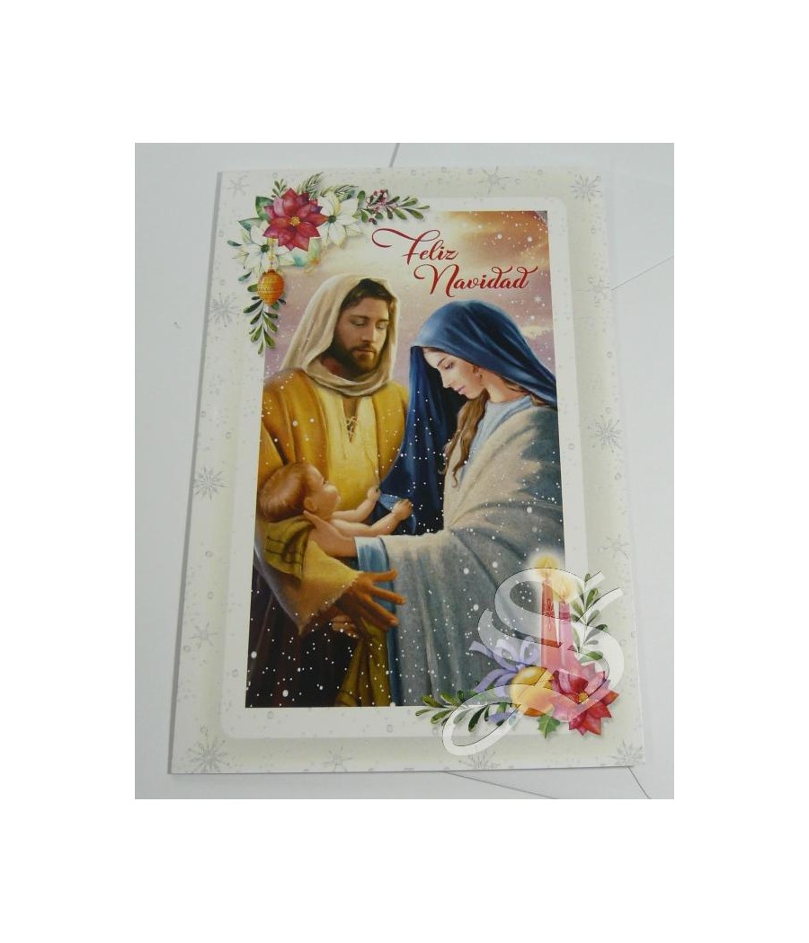 CRISMA NAVIDAD RELIGIOSO 12 X 16,5 DOBLE CON SOBRE DETALLES DORADOS