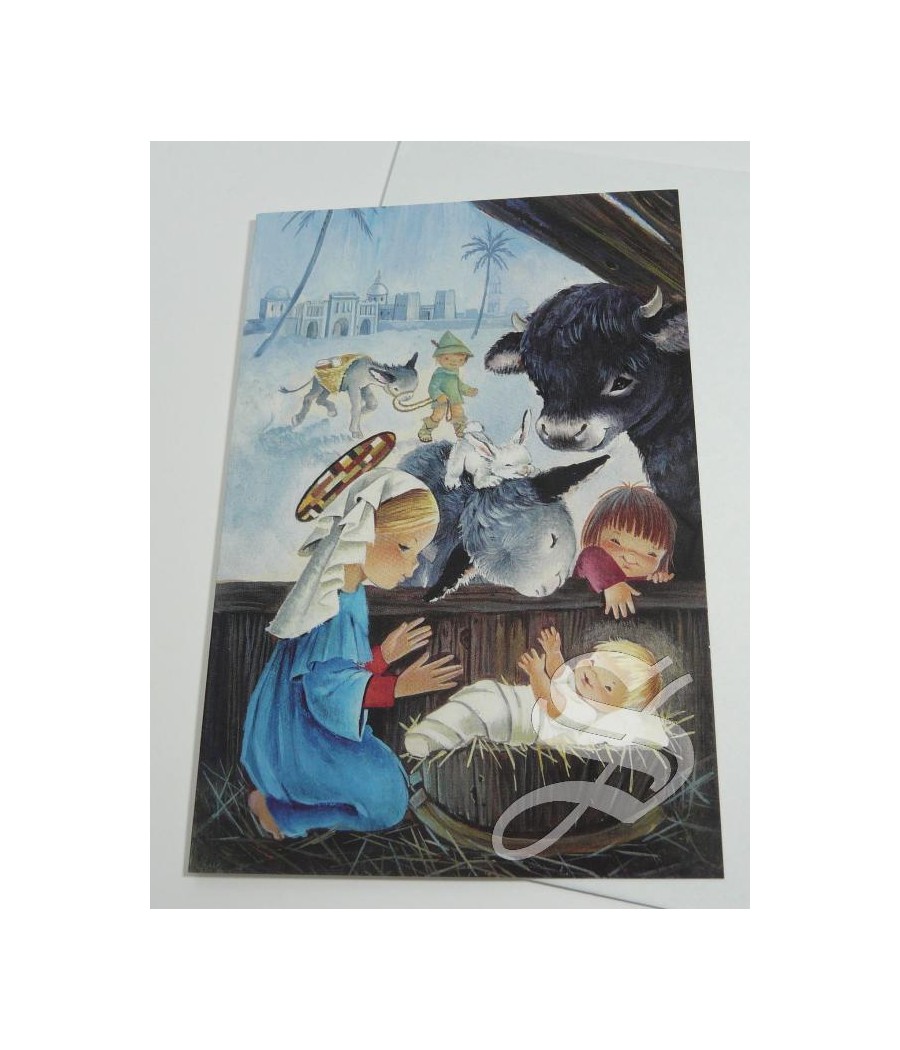 CRISMA NAVIDAD RELIGIOSO 12 X 16,5 DOBLE CON SOBRE DETALLES DORADOS