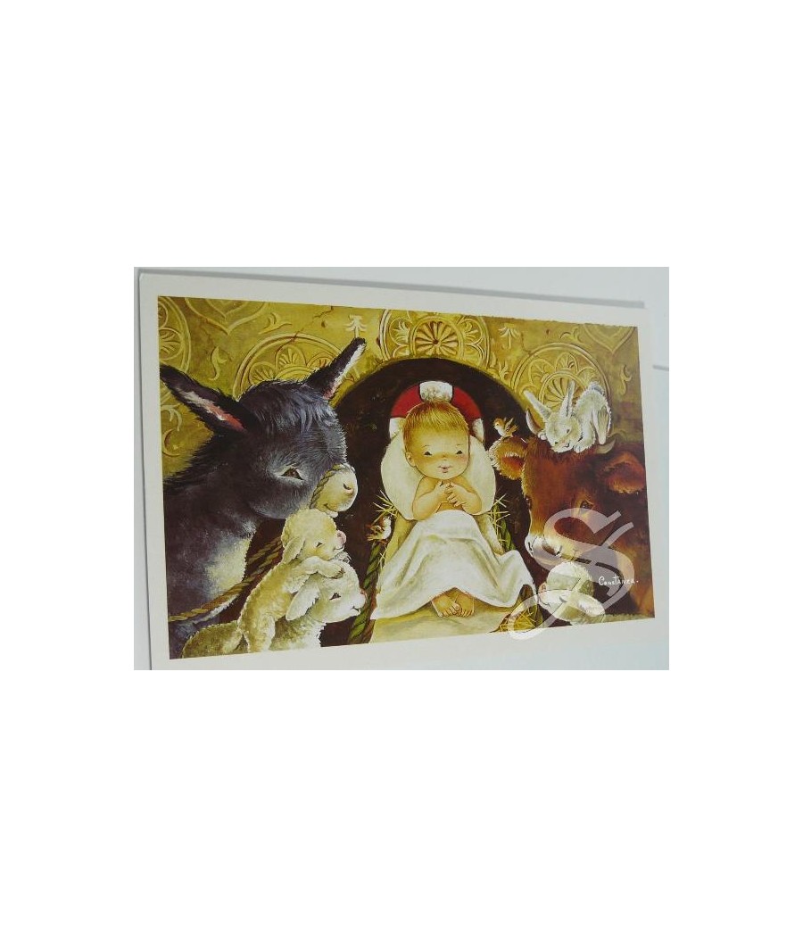 CRISMA NAVIDAD RELIGIOSO 12 X 16,5 DOBLE CON SOBRE DETALLES DORADOS