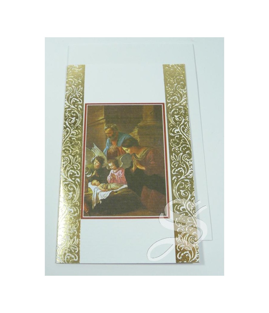 CRISMA NAVIDAD RELIGIOSO 9,5 * 13,5 DOBLE CON SOBRE DETALLES DORADOS