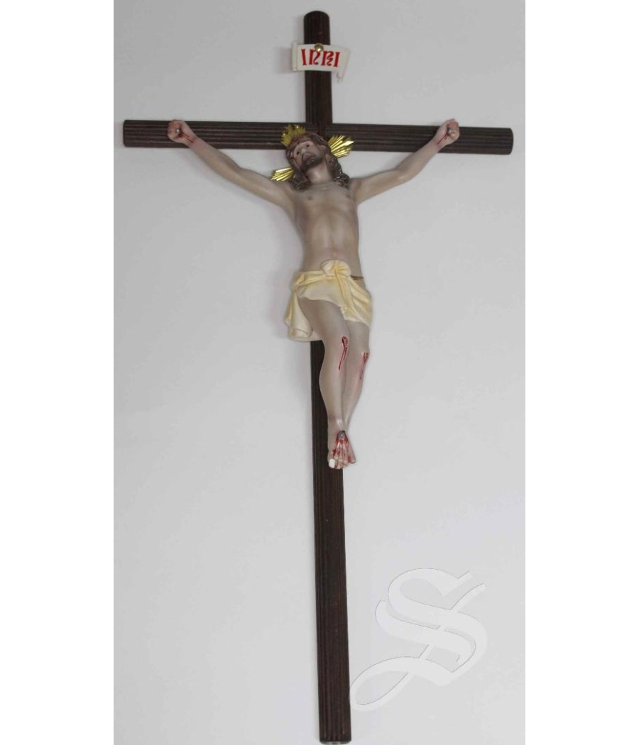 CRUCIFIJO AGONIA 30 CM. PASTA DE MADERA