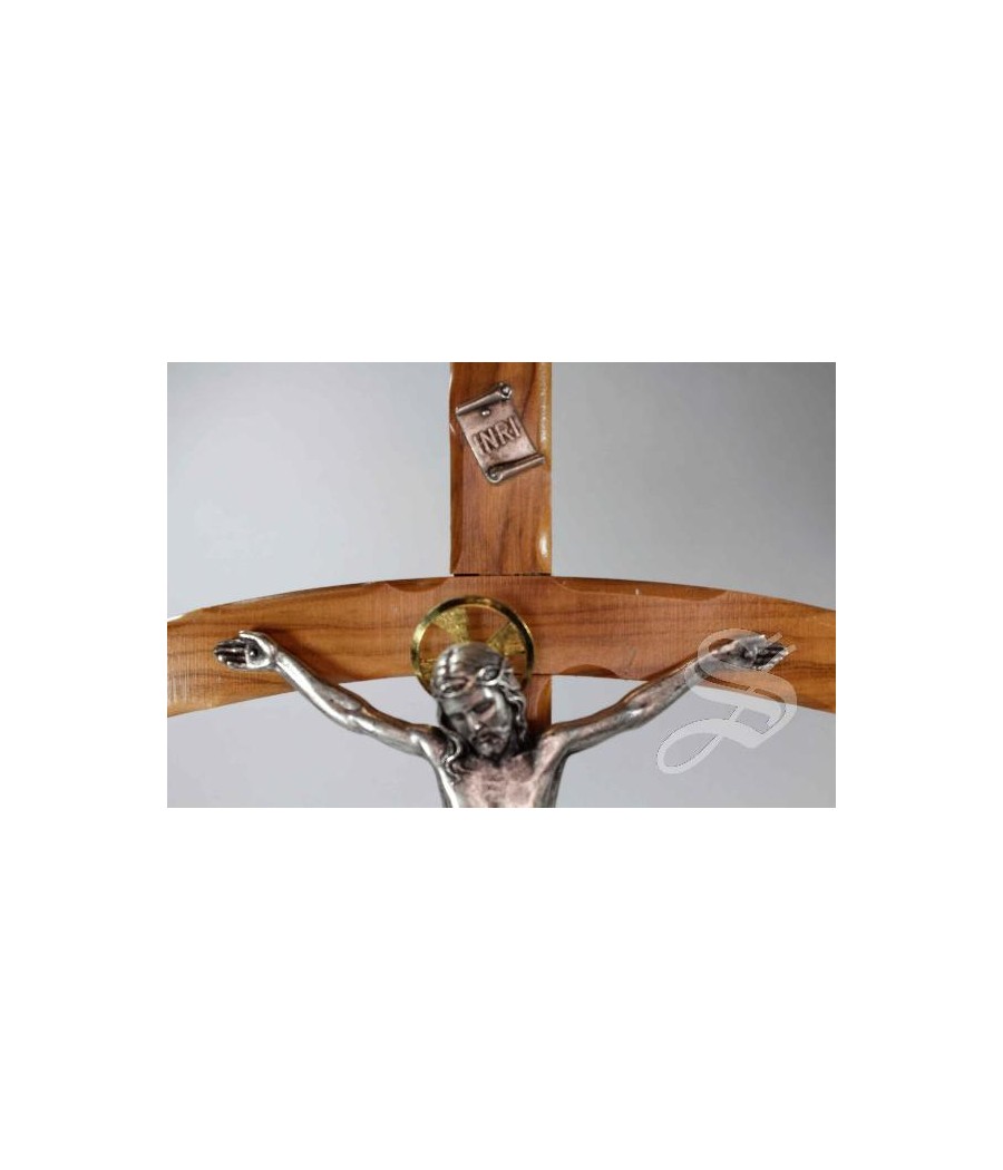 CRUZ BASE CON CRISTO METAL 28,5 CM. MADERA DE OLIVO