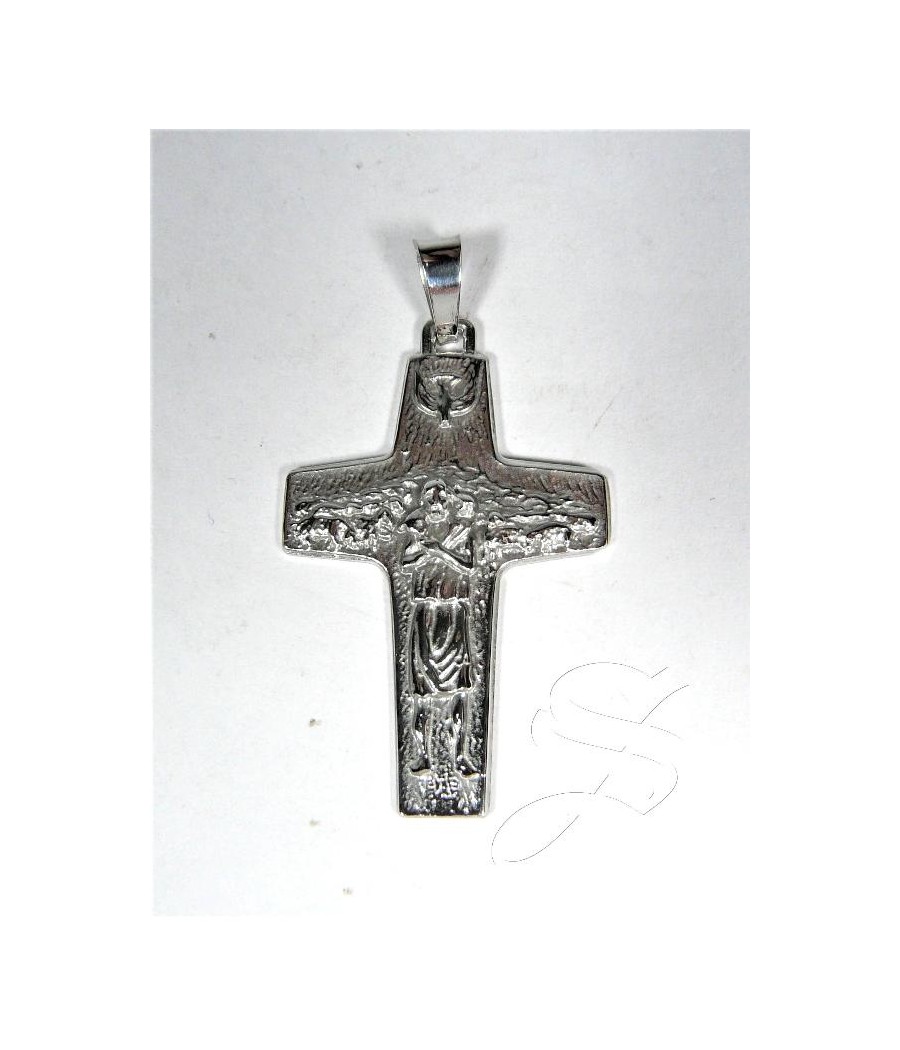 CRUZ BUEN PASTOR PLATA PAPA FRANCISCO 2,9 CM.