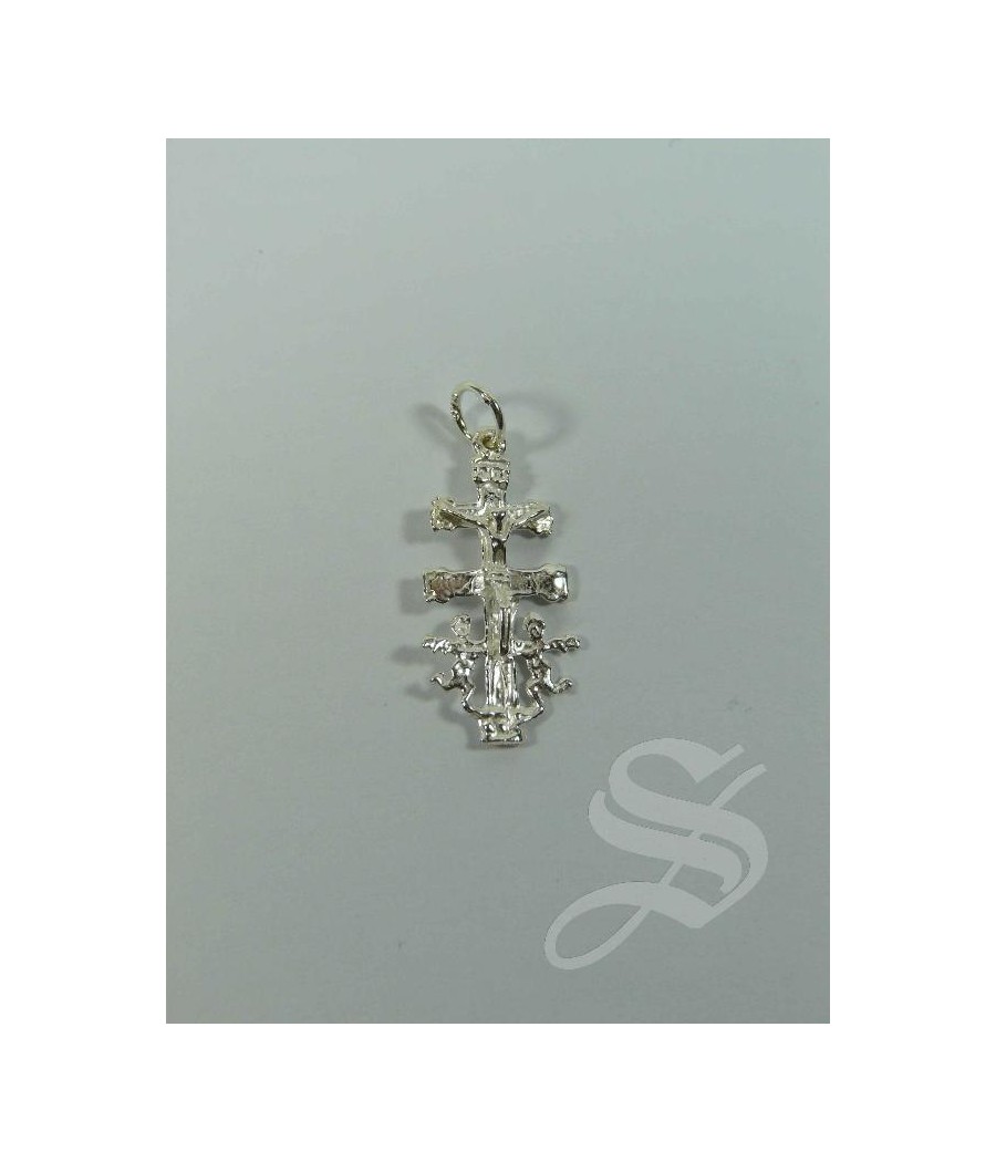 CRUZ CARAVACA T2   26 X 11 MM. PLATA CRISTO RELIEVE